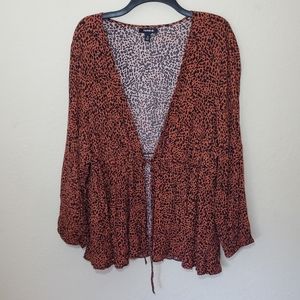 Torrid Tie Front Midi Kimono in Animal Print